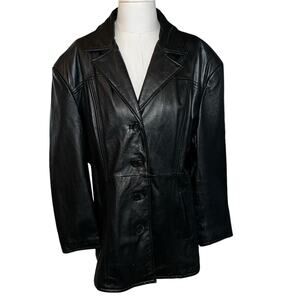 Vintage y2k  Wilson Leather black women's coat size 1x button up collared